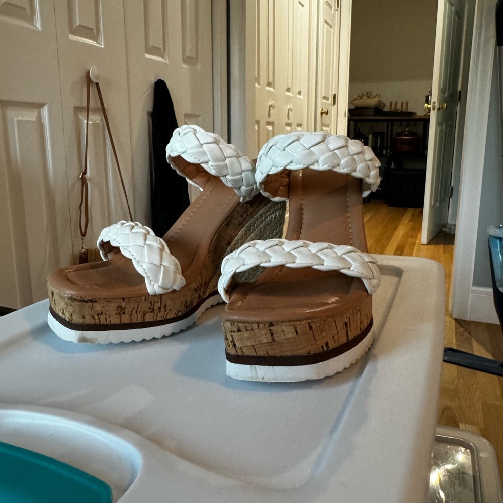 White Braided Platform Sandals